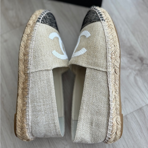 cc espadrilles grey fabric white sequin
